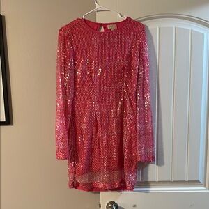 Anthropologie Pink Sequin Dress